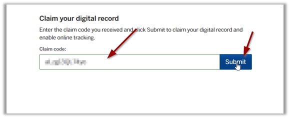 screenshot of licensing system claim code screen