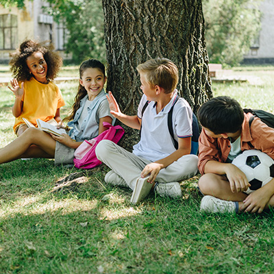 children by tree