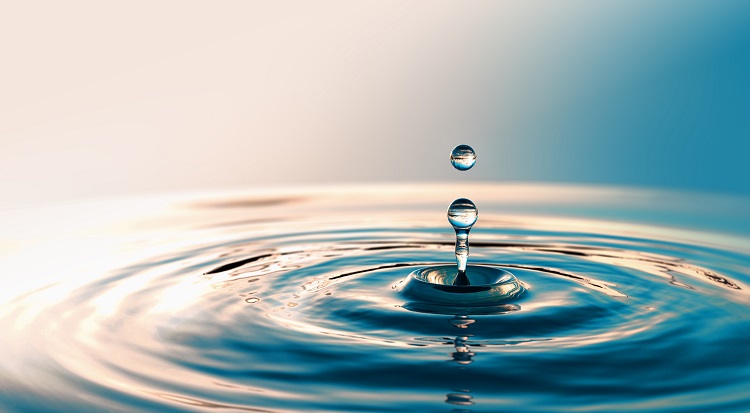 a water drop splashes into a container of water