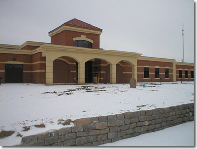 Retaining wall in front of Minneapolis ultrafiltration plant