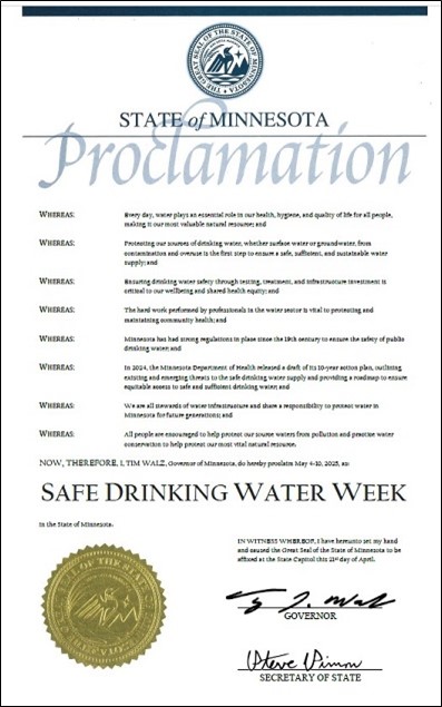 Proclamation for Safe Drinking Water in 2025