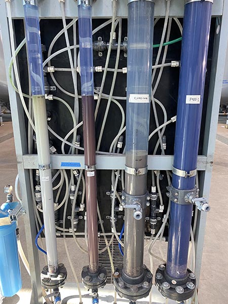 A skid for the pilot testing being done at the temporary treatment plant.