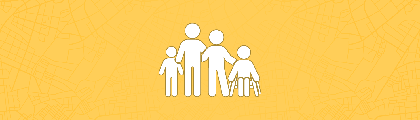 banner with people standing together