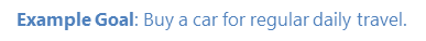 Example Goal: Buy a car for regular daily travel.