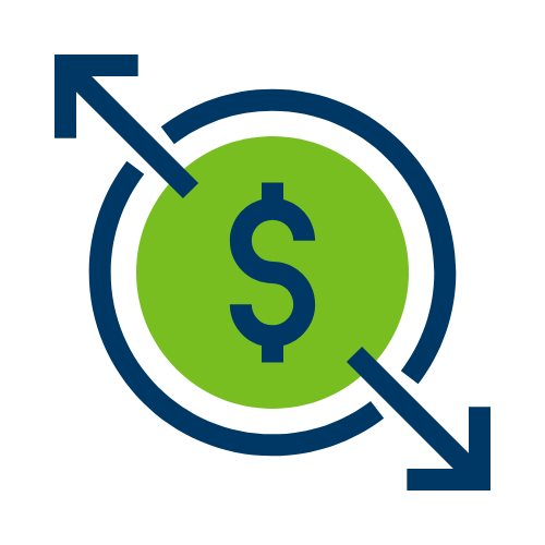 dollar sign in a circle with arrows pointing to it