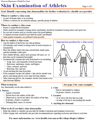 Image of Skin Examination of Athletes flyer.