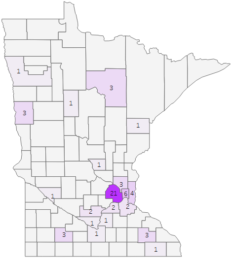 Probable and confirmed pertussis case counts by county.