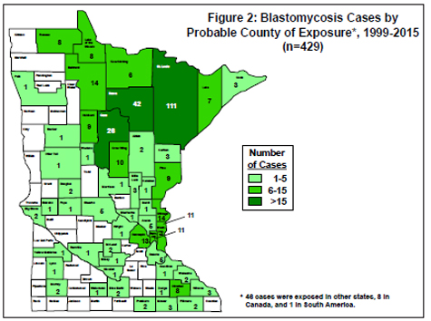 figure two shows map of minnesota with cases by county