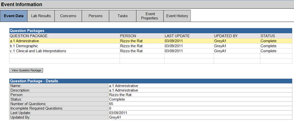 On the dashboard, the Question Packages are located in the Event Data tab in the event Information section on the dashboard.