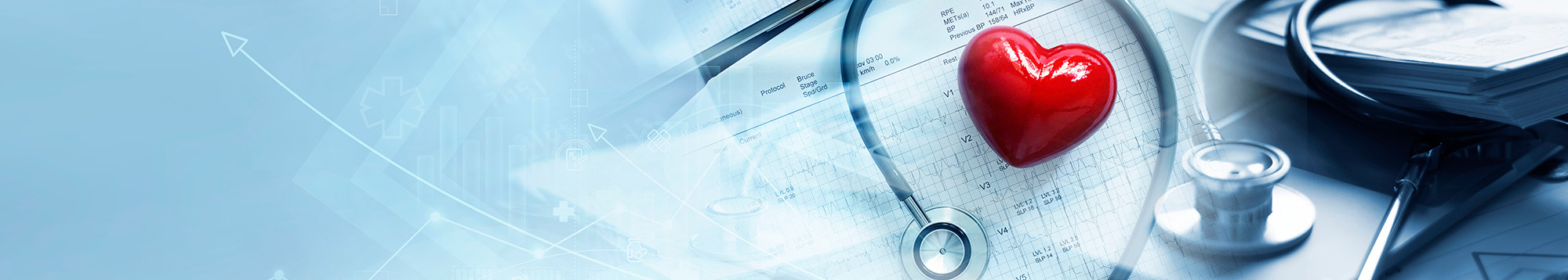 stethoscope, heart and data