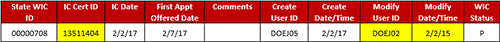 Existing Initial Contact record