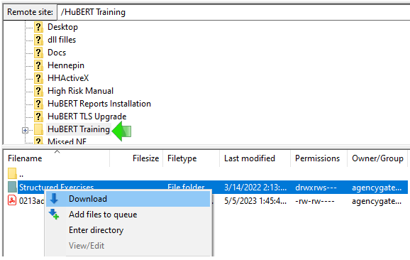 Right-click on Structured Exercise to download