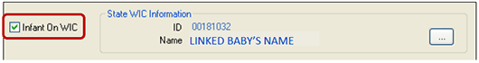 Infant on WIC checkbox