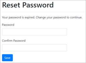 Reset Password - your password has expired. Change password to continue.