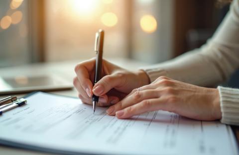 person filling out work place accomodation paperwork